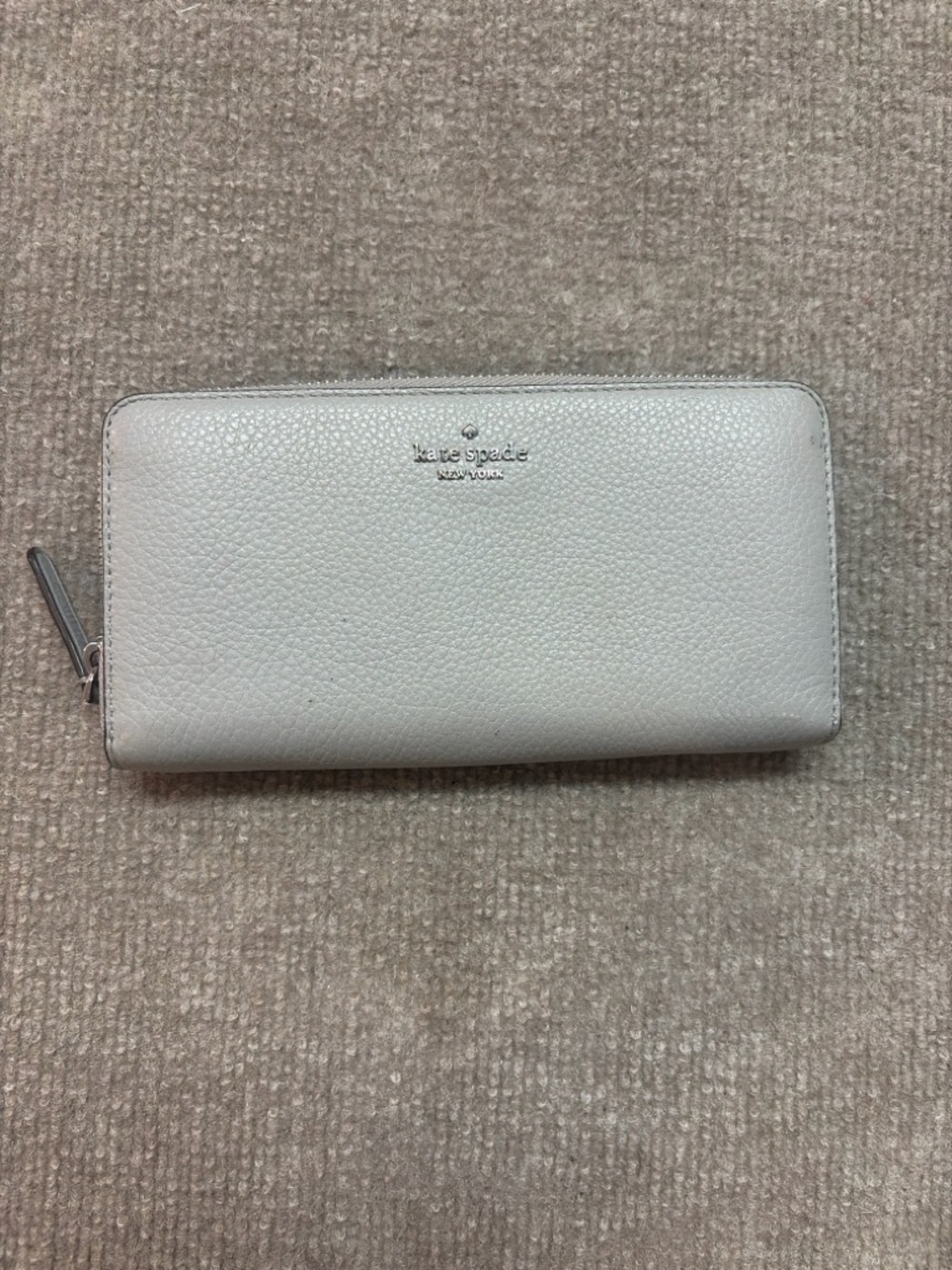 kate spade Silver-Tone Logo Pebbled Leather Wallet